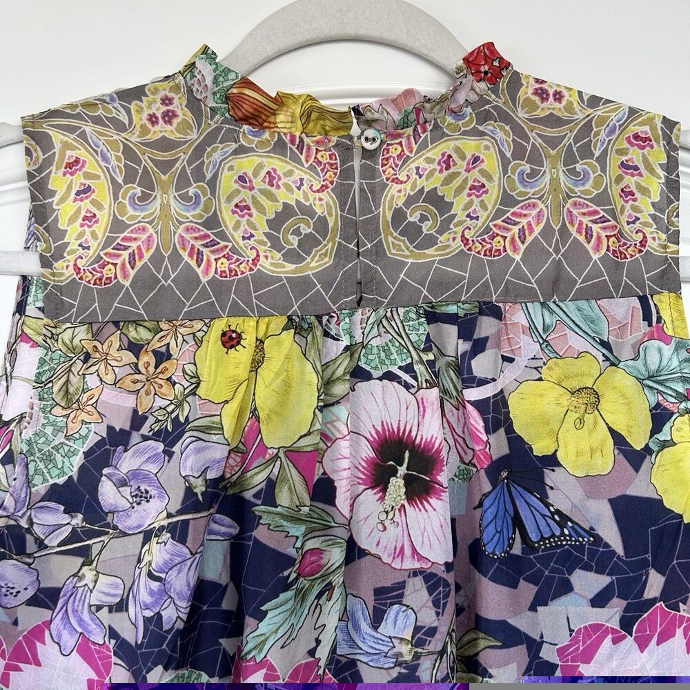 Johnny Was Cisco Ife Tank 100% Silk Tropical Floral Print Flowy Size XS Chic - Picture 7 of 10